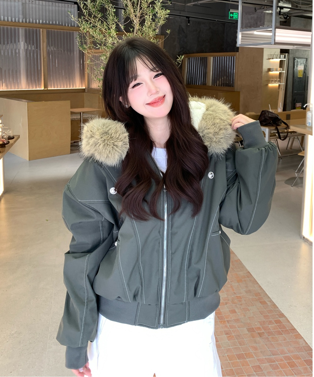 Winter imitation of rabbit fur coat short parka for women