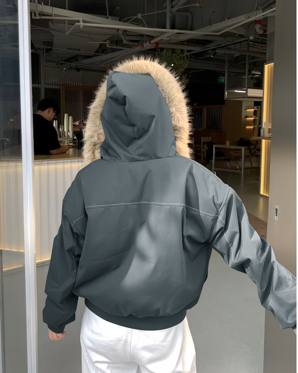 Winter imitation of rabbit fur coat short parka for women