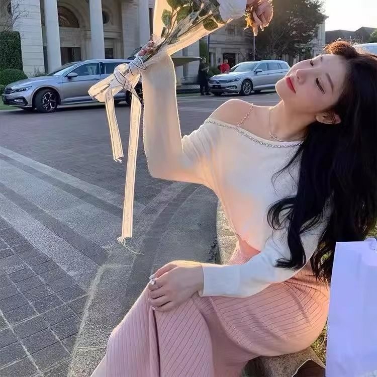 Inside the ride tops flat shoulder sweater for women