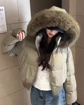 Thermal navy-blue coat thick retro cotton coat for women