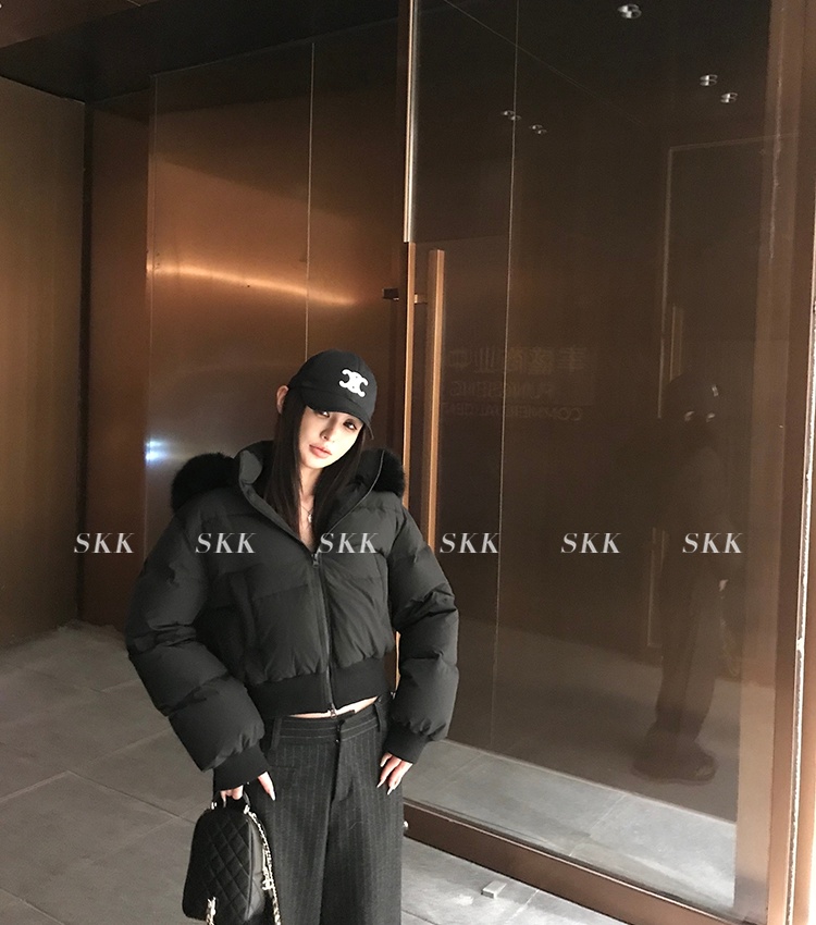 Thermal navy-blue coat thick retro cotton coat for women