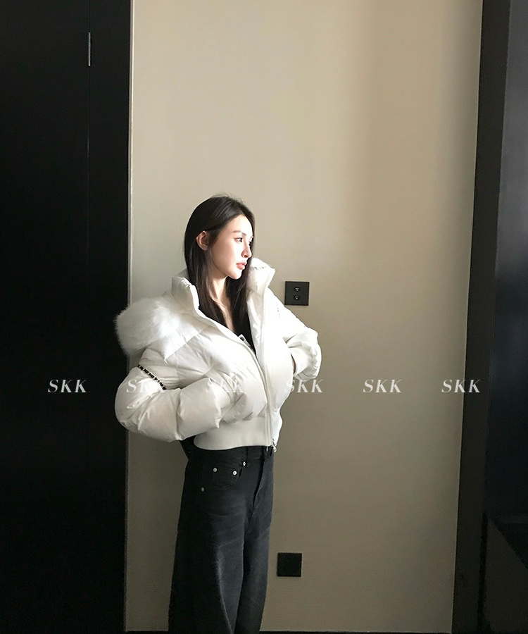 Thermal navy-blue coat thick retro cotton coat for women