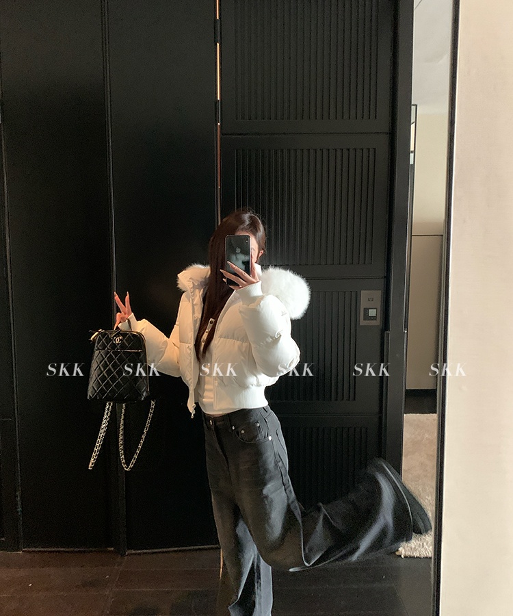 Thermal navy-blue coat thick retro cotton coat for women