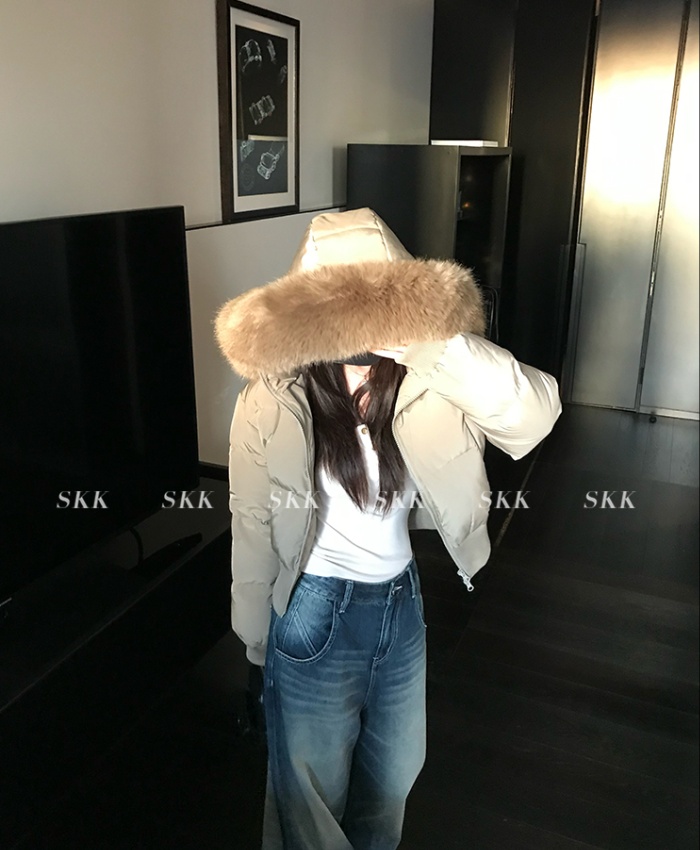 Thermal navy-blue coat thick retro cotton coat for women