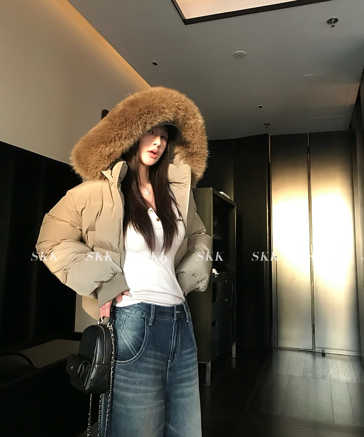 Thermal navy-blue coat thick retro cotton coat for women