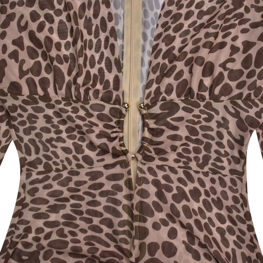 Leopard sexy European style V-neck fashion dress for women