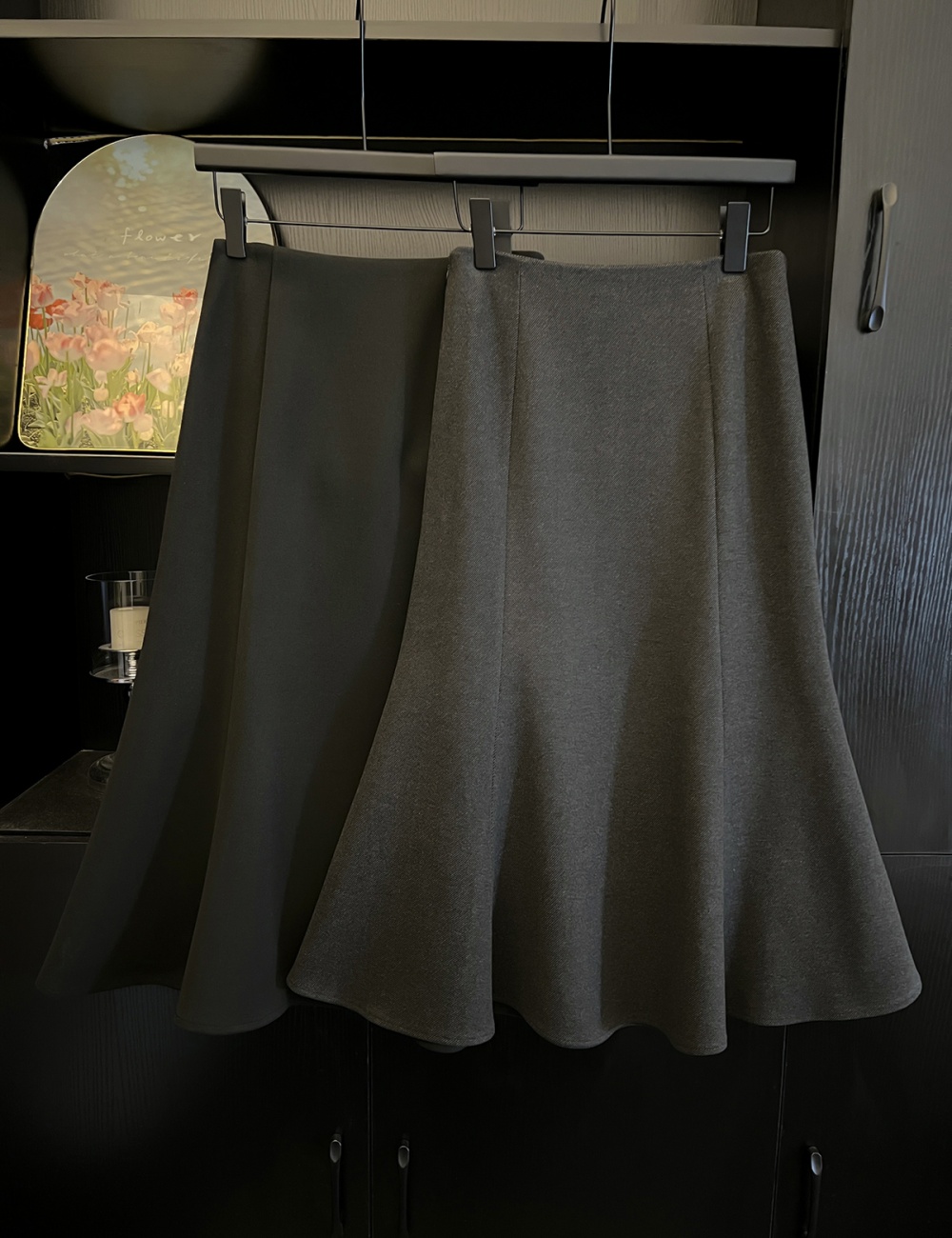 Black autumn and winter mermaid woolen skirt for women