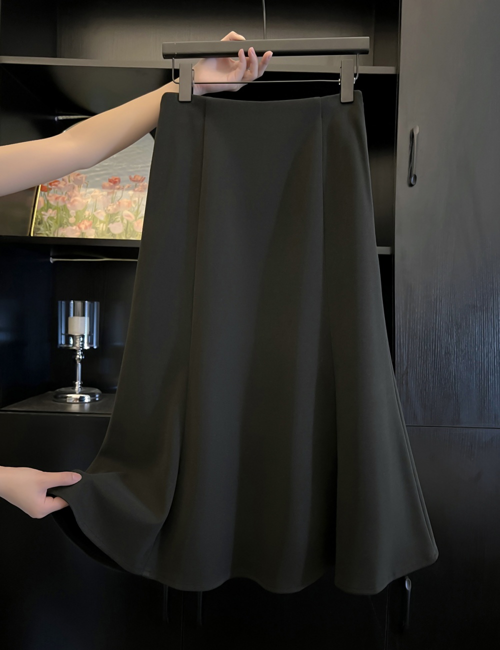 Black autumn and winter mermaid woolen skirt for women