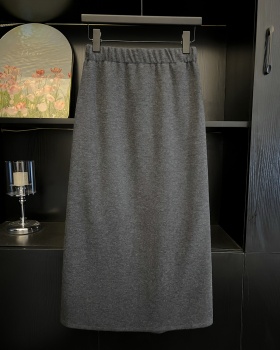 Slim knitted long dress woolen A-line skirt for women