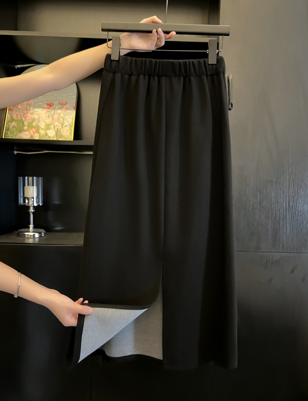 Slim knitted long dress woolen A-line skirt for women