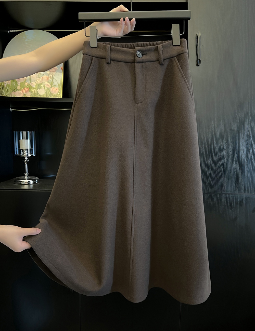 France style woolen A-line temperament skirt