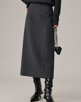 Irregular slim long dress dark-gray skirt for women