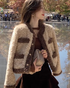 Slim retro hairy show young all-match coat for women