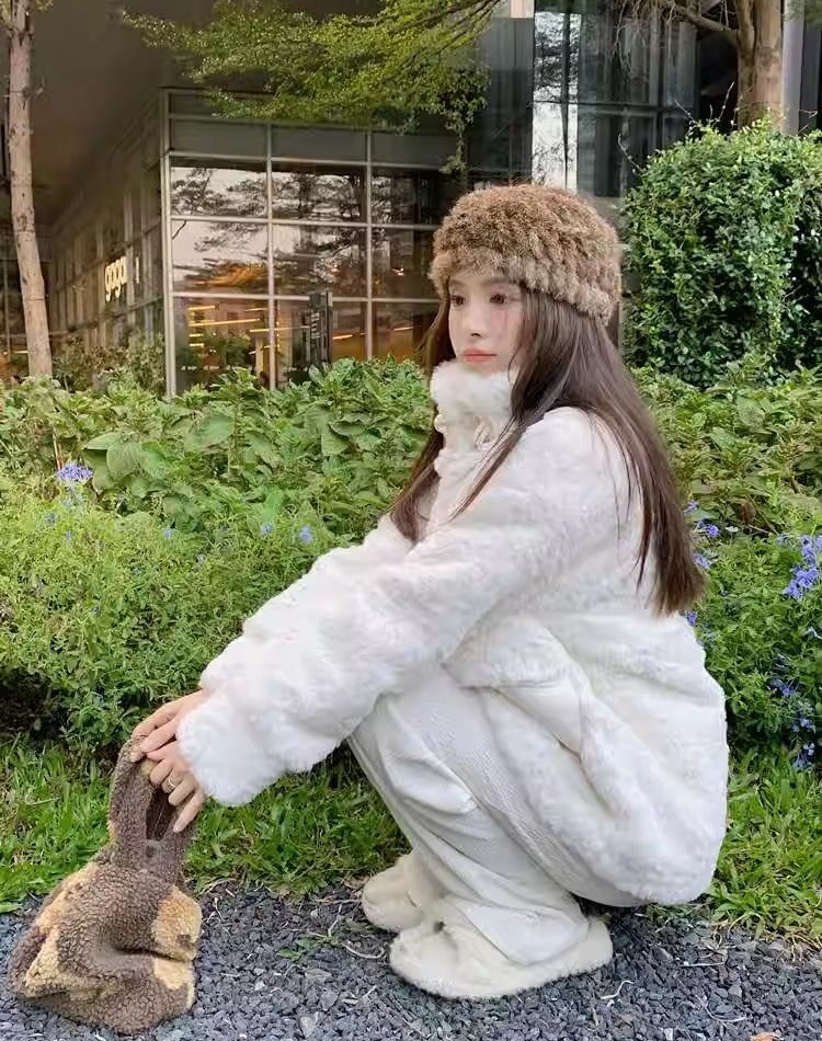 Plush winter coat thick jacket