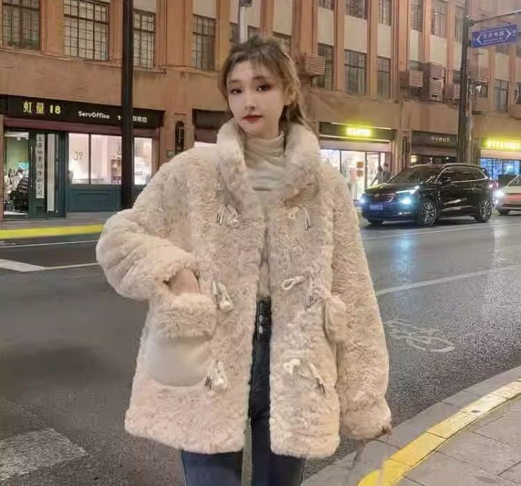 Plush winter coat thick jacket