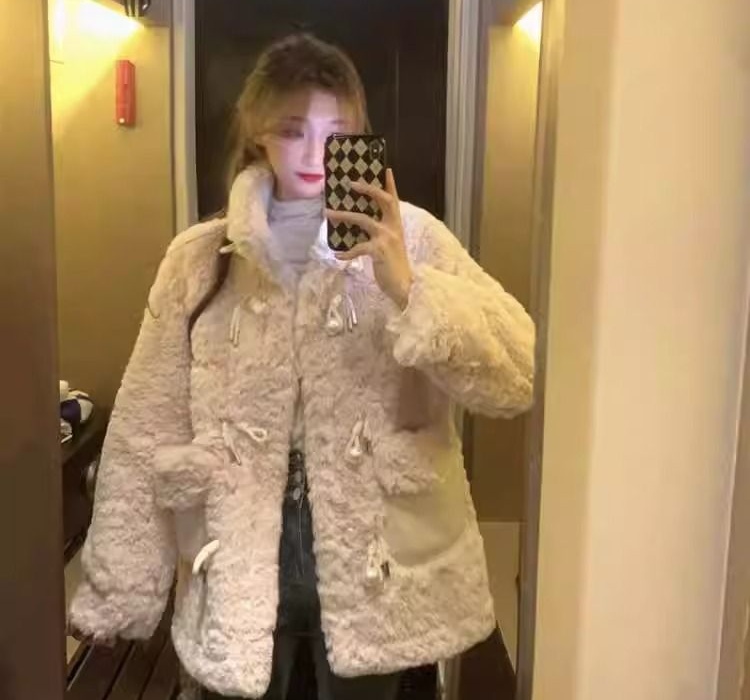 Plush winter coat thick jacket