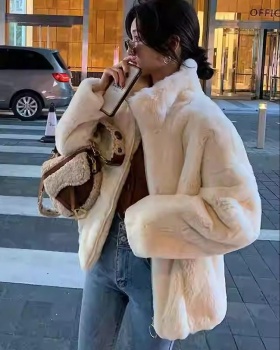 Hairy cstand collar Korean style jacket for women