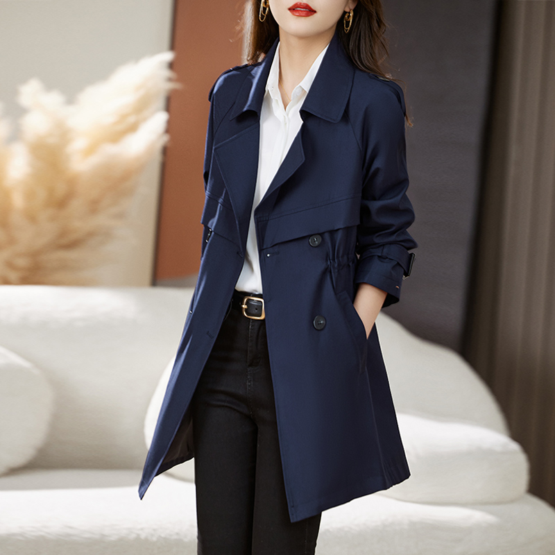Pinched waist windbreaker coat for women