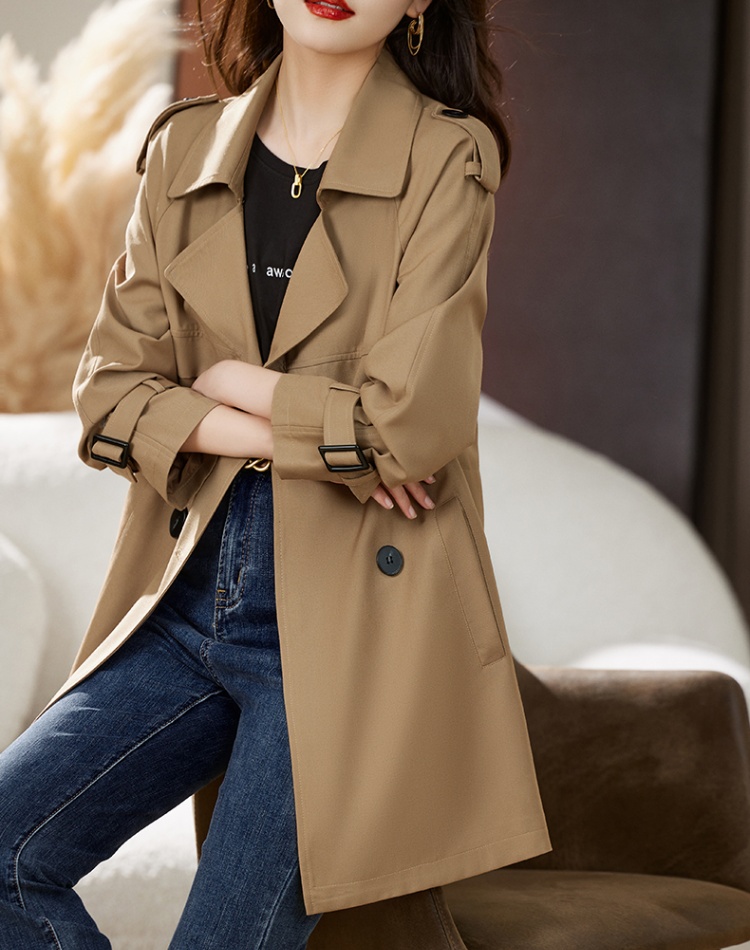 Pinched waist windbreaker coat for women