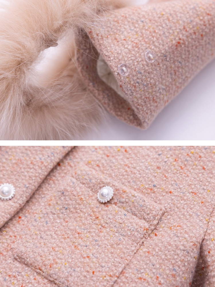 Down duck down coat fox fur bow long skirt a set