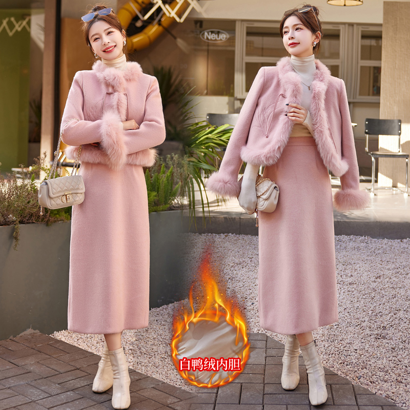 Winter embroidery coat Chinese style down coat a set