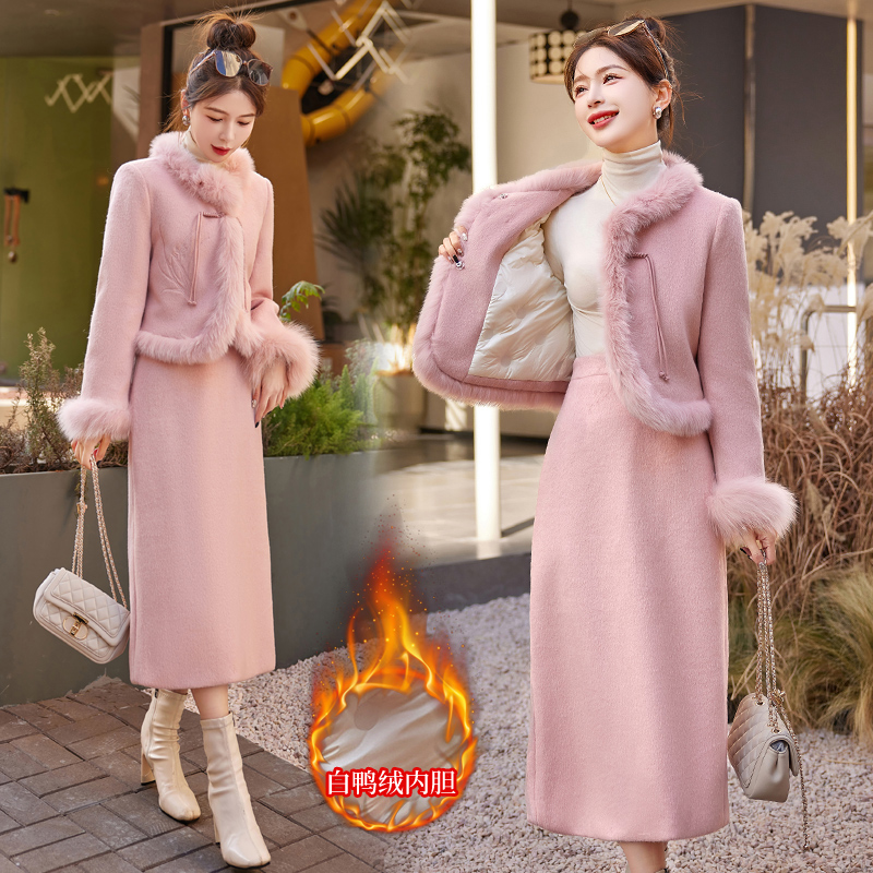 Winter embroidery coat Chinese style down coat a set