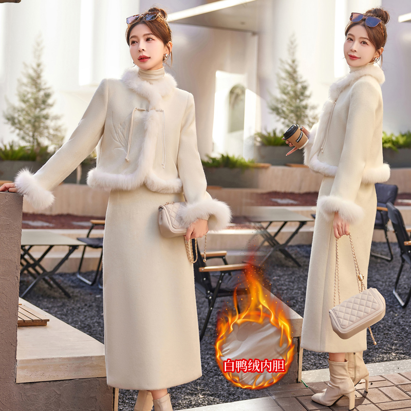 Winter embroidery coat Chinese style down coat a set