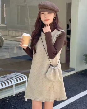 Winter bottoming shirt temperament sleeveless dress 2pcs set