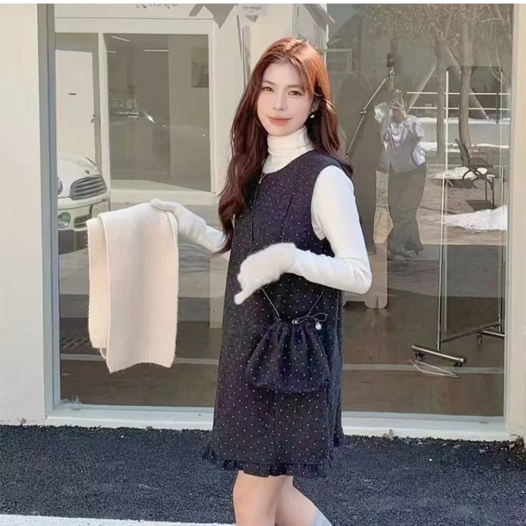 Winter bottoming shirt temperament sleeveless dress 2pcs set