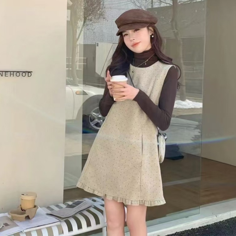 Winter bottoming shirt temperament sleeveless dress 2pcs set