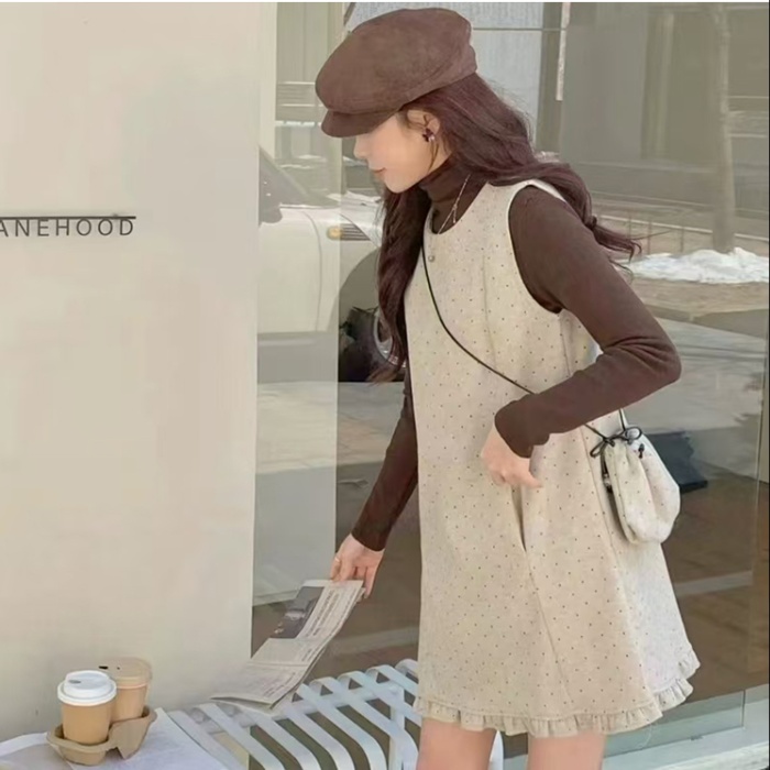 Winter bottoming shirt temperament sleeveless dress 2pcs set