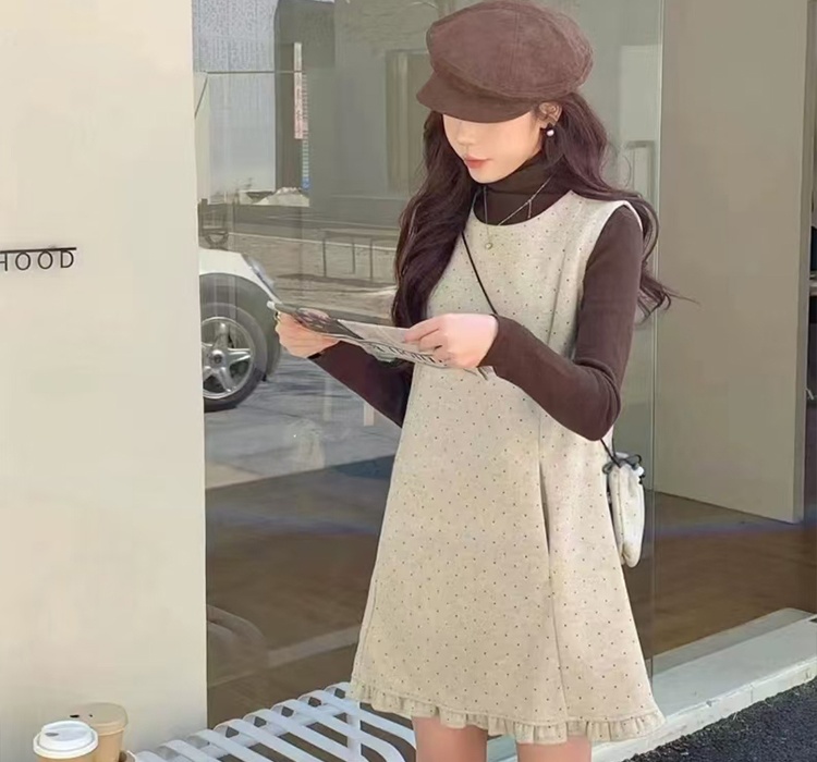 Winter bottoming shirt temperament sleeveless dress 2pcs set