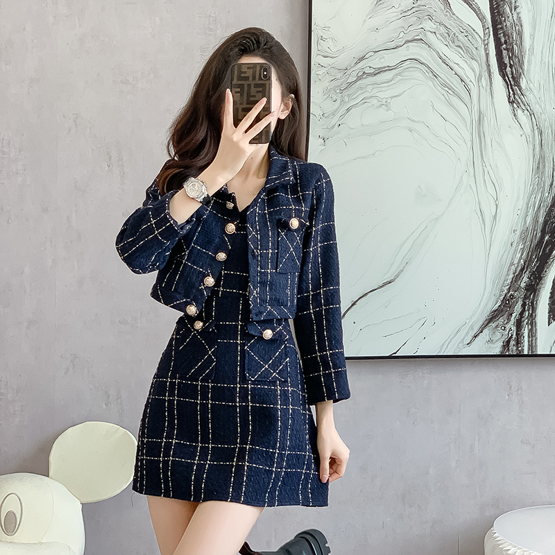 Ladies fashion coat autumn dress 2pcs set for women