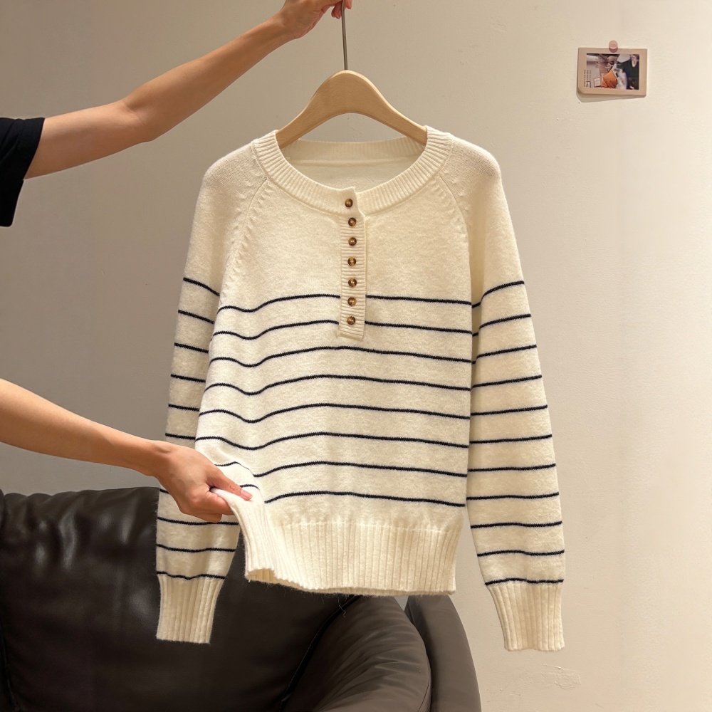 Autumn and winter pullover coat loose stripe sweater