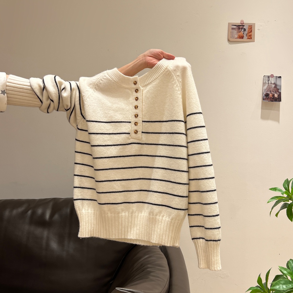 Autumn and winter pullover coat loose stripe sweater