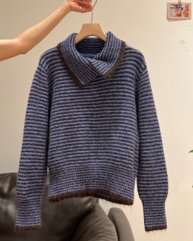 High collar coat lazy sweater for women