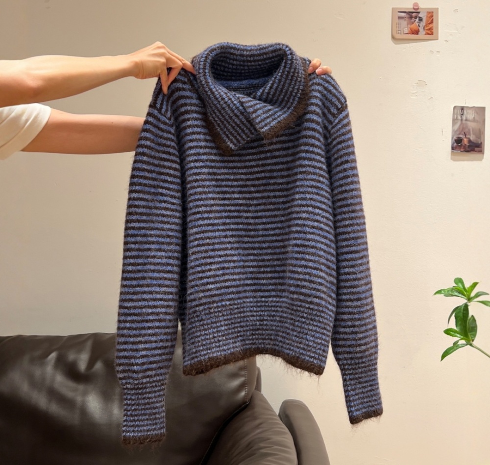 High collar coat lazy sweater for women