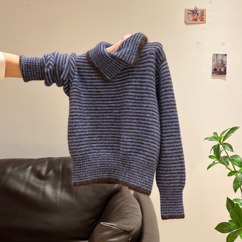 High collar coat lazy sweater for women