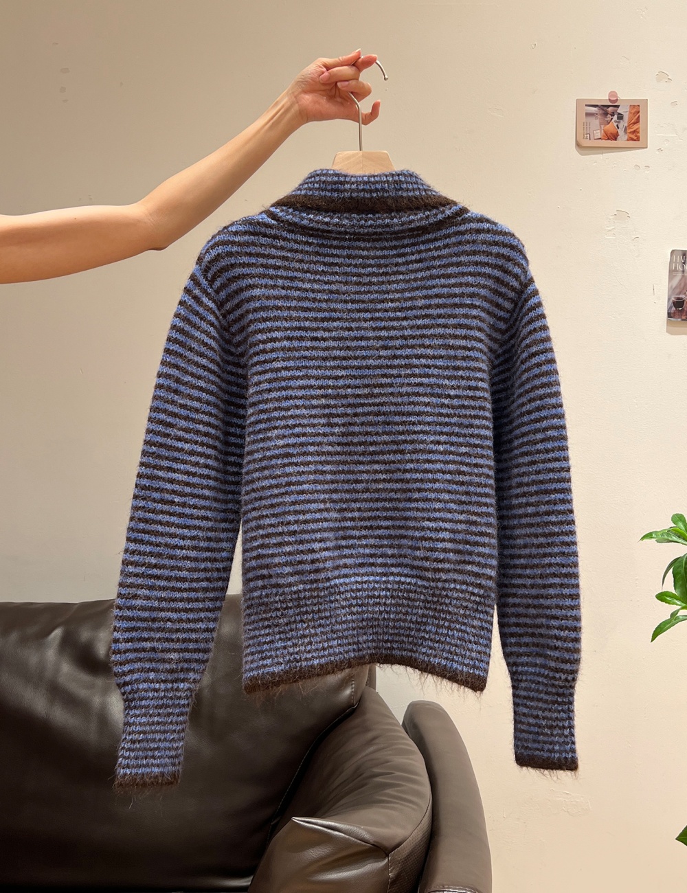 High collar coat lazy sweater for women