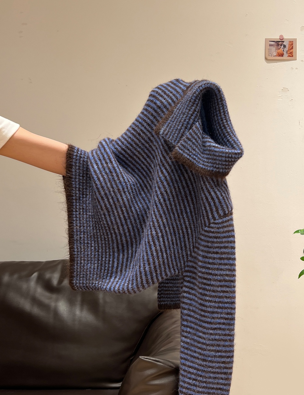 High collar coat lazy sweater for women