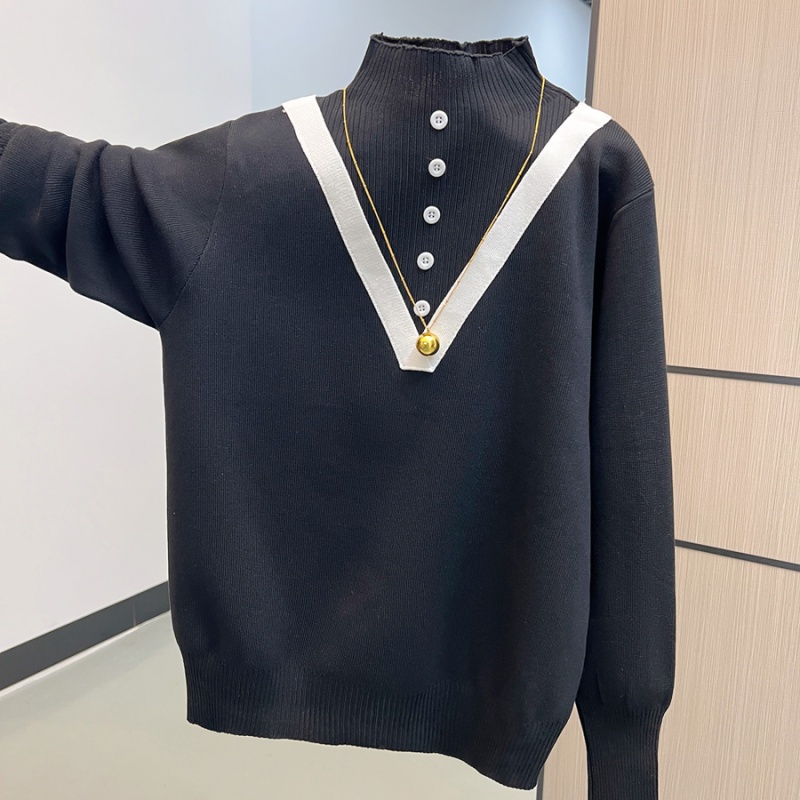 Inside the ride sweater high collar tops for women