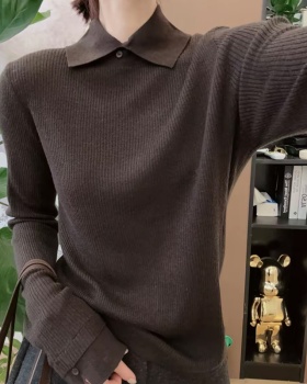 Slim France style sweater lapel bottoming shirt for women