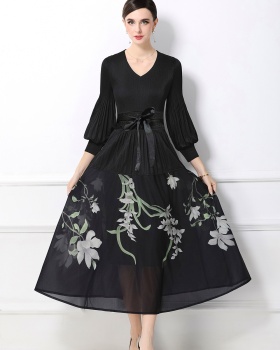 Pleats Please loose waist lantern sleeve dress