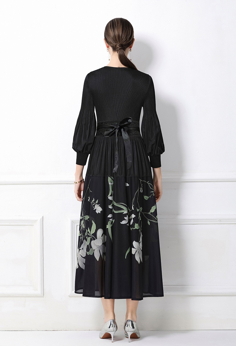 Pleats Please loose waist lantern sleeve dress