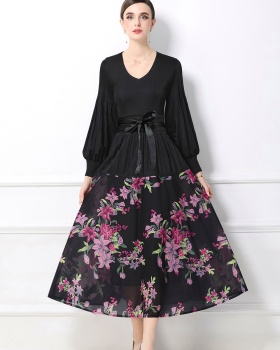 Spring and autumn lantern sleeve Pleats Please dress