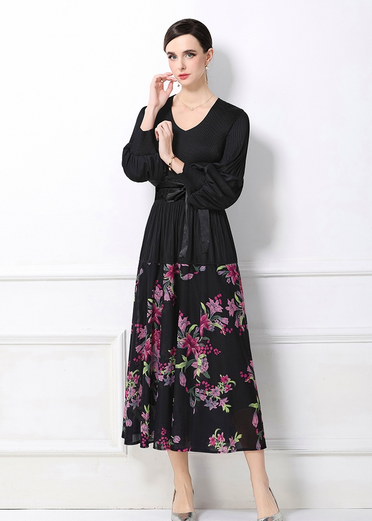 Spring and autumn lantern sleeve Pleats Please dress