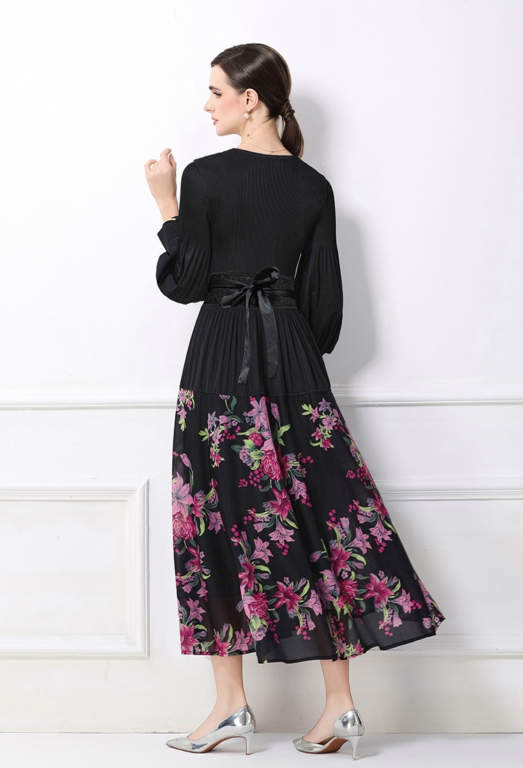 Spring and autumn lantern sleeve Pleats Please dress