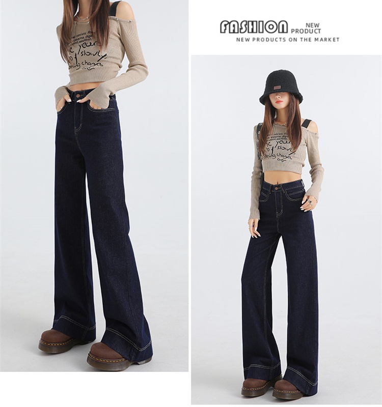Loose winter flare pants denim long pants for women