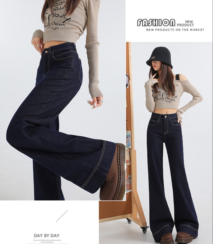 Loose winter flare pants denim long pants for women