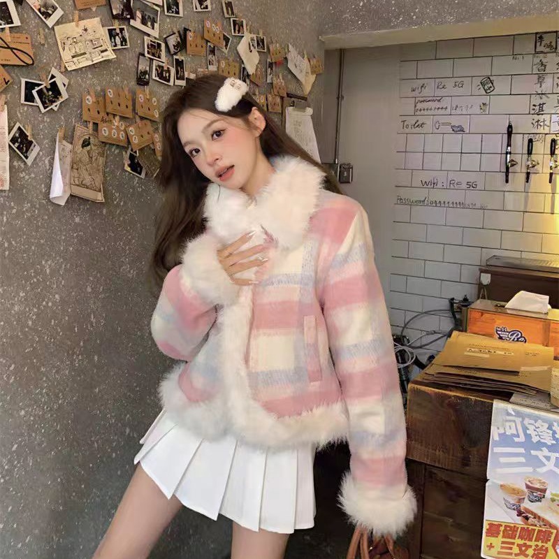 Woolen coat autumn and winter cotton coat for women